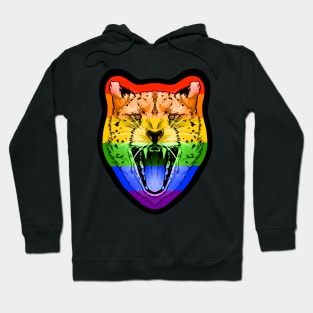 illustrated CHEETAH PRIDE series (gay pride flag) rainbow ROYGBIV Hoodie